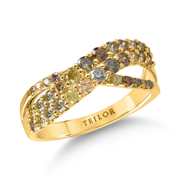 Inel din aur galben cu diamante multicolore de 1ct