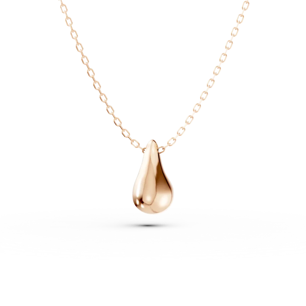 Lant cu pandantiv lacrima din aur roz