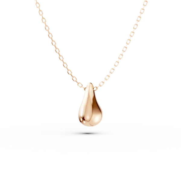 Lant cu pandantiv lacrima din aur roz