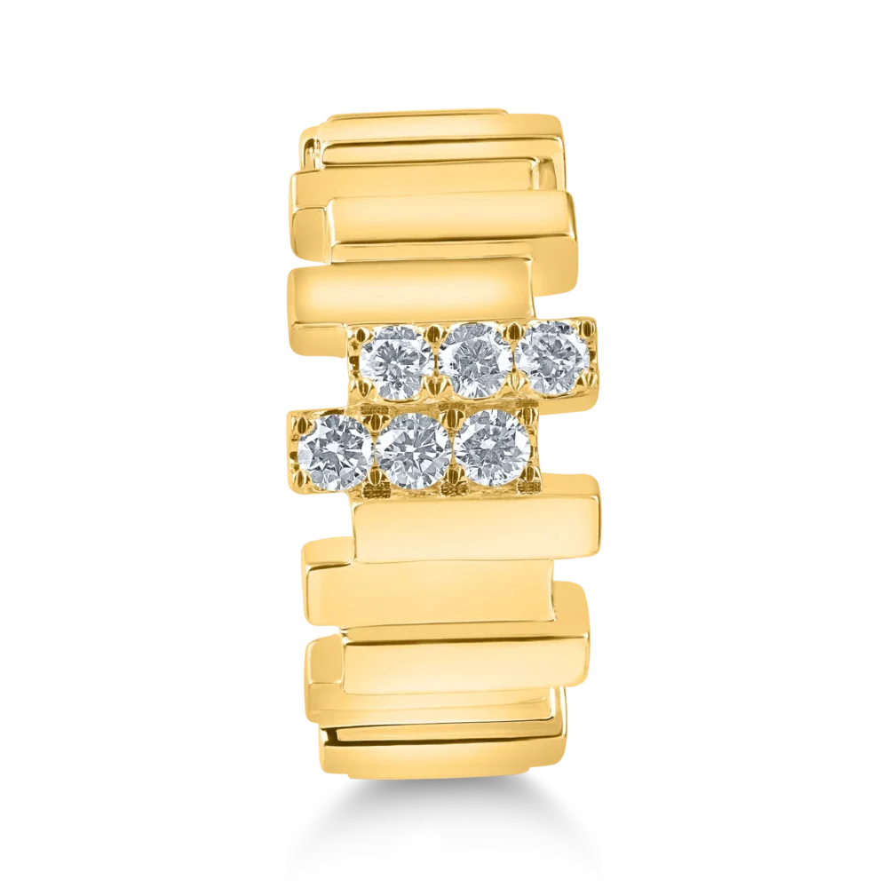 Inel geometric din aur galben cu diamante de 0.3ct - imagine 2