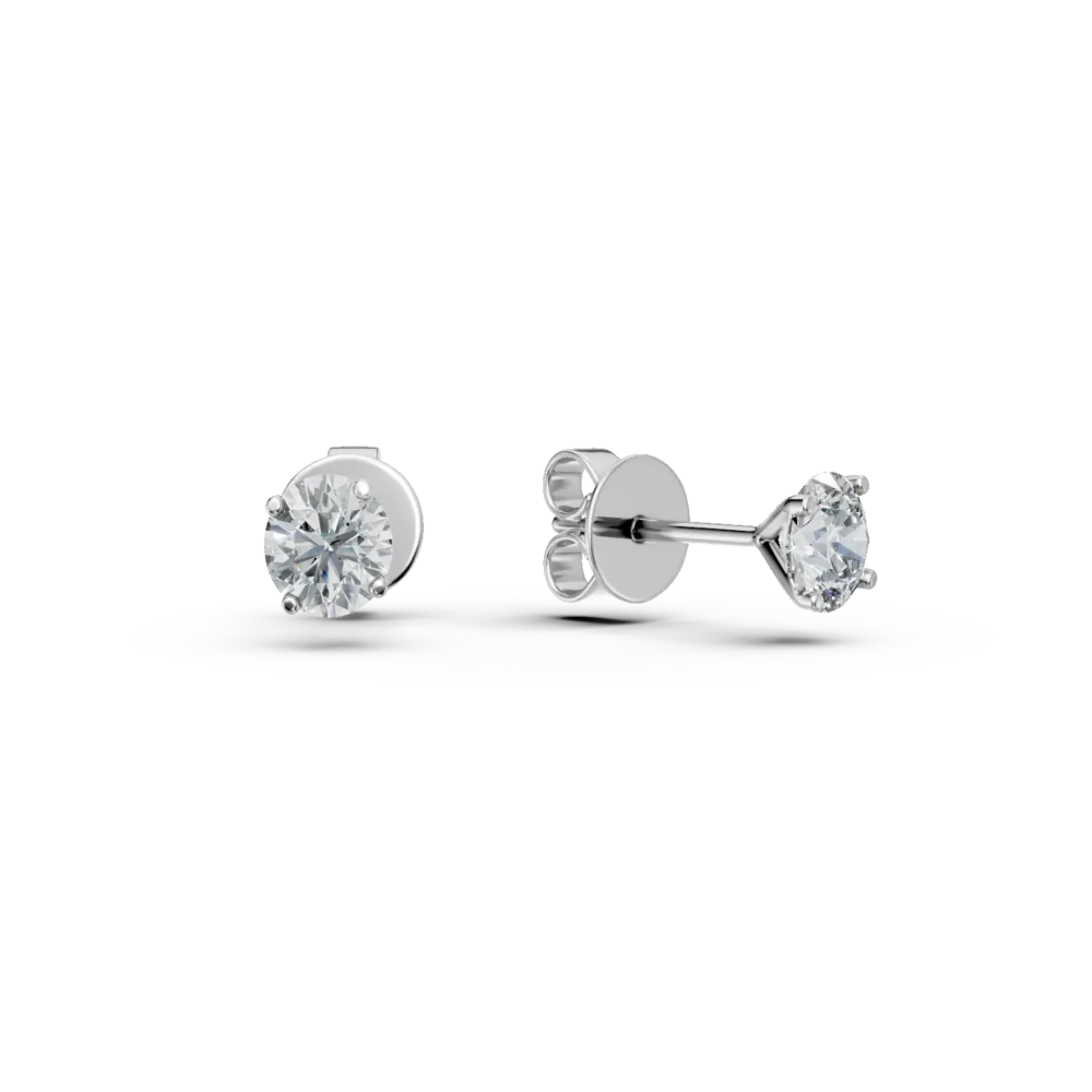 Cercei stud din aur alb cu diamante de 1ct