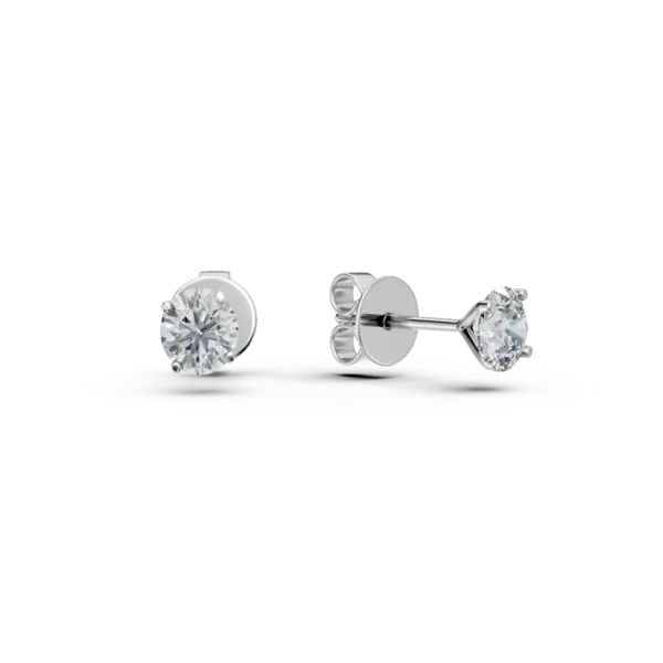 Cercei stud din aur alb cu diamante de 1ct