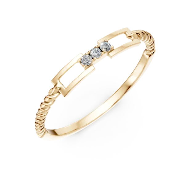 Inel geometric din aur galben cu diamante de 0.02ct