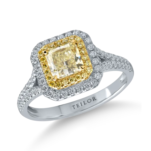 Inel din aur alb-galben cu diamante de 1.2ct