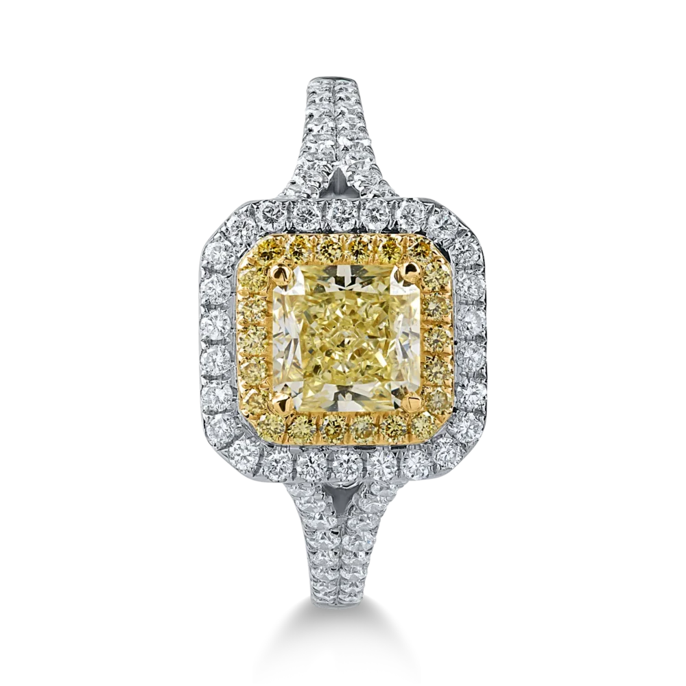 Inel din aur alb-galben cu diamante de 1.2ct - imagine 2