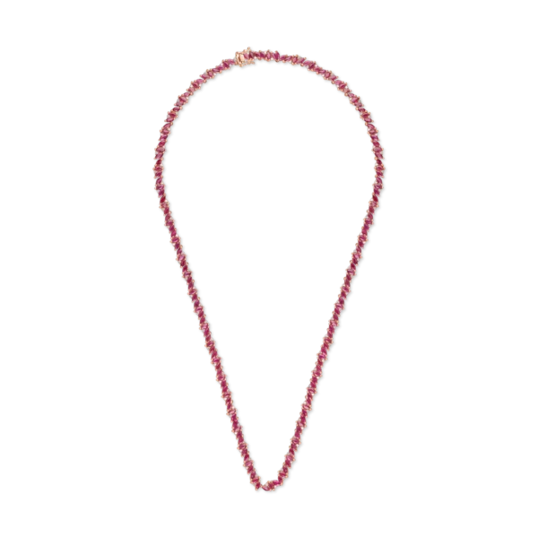 Colier tennis din aur roz cu rubine marquise de 17.2ct si diamante de 0.8ct