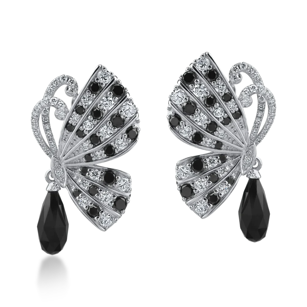 Cercei fluturi din aur alb cu pietre pretioase si semipretioase de 5.9ct - imagine 2