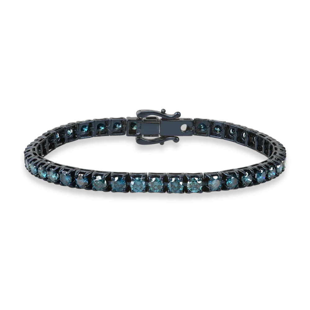 Bratara tennis din aur albastru cu diamante albastre de 6.4ct