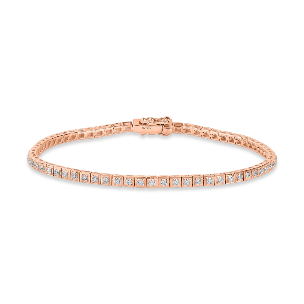 Bratara tennis din aur roz cu diamante de 0.8ct