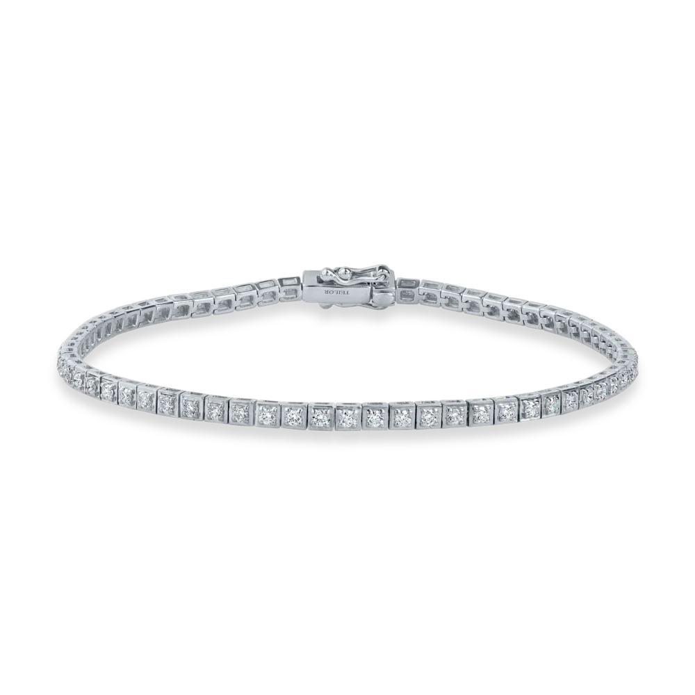 Bratara tennis din aur alb cu diamante de 0.9ct