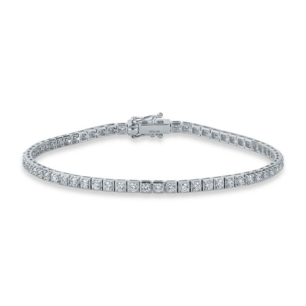 Bratara tennis din aur alb cu diamante de 1.9ct