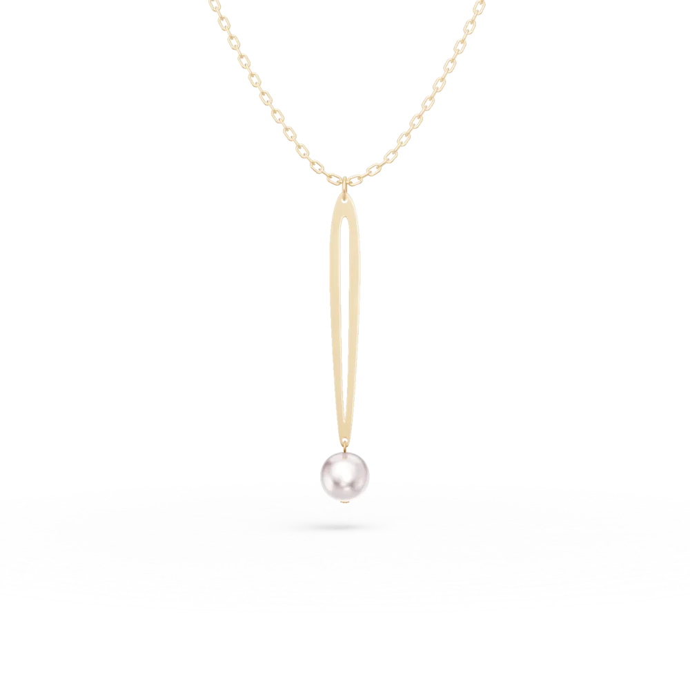 Lant cu pandantiv din aur galben cu perla naturala