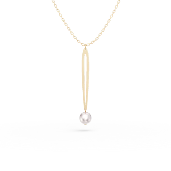 Lant cu pandantiv din aur galben cu perla naturala