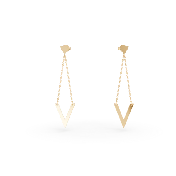 Cercei lungi geometrici din aur galben