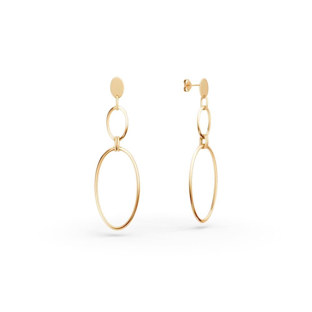 Cercei geometrici din aur galben