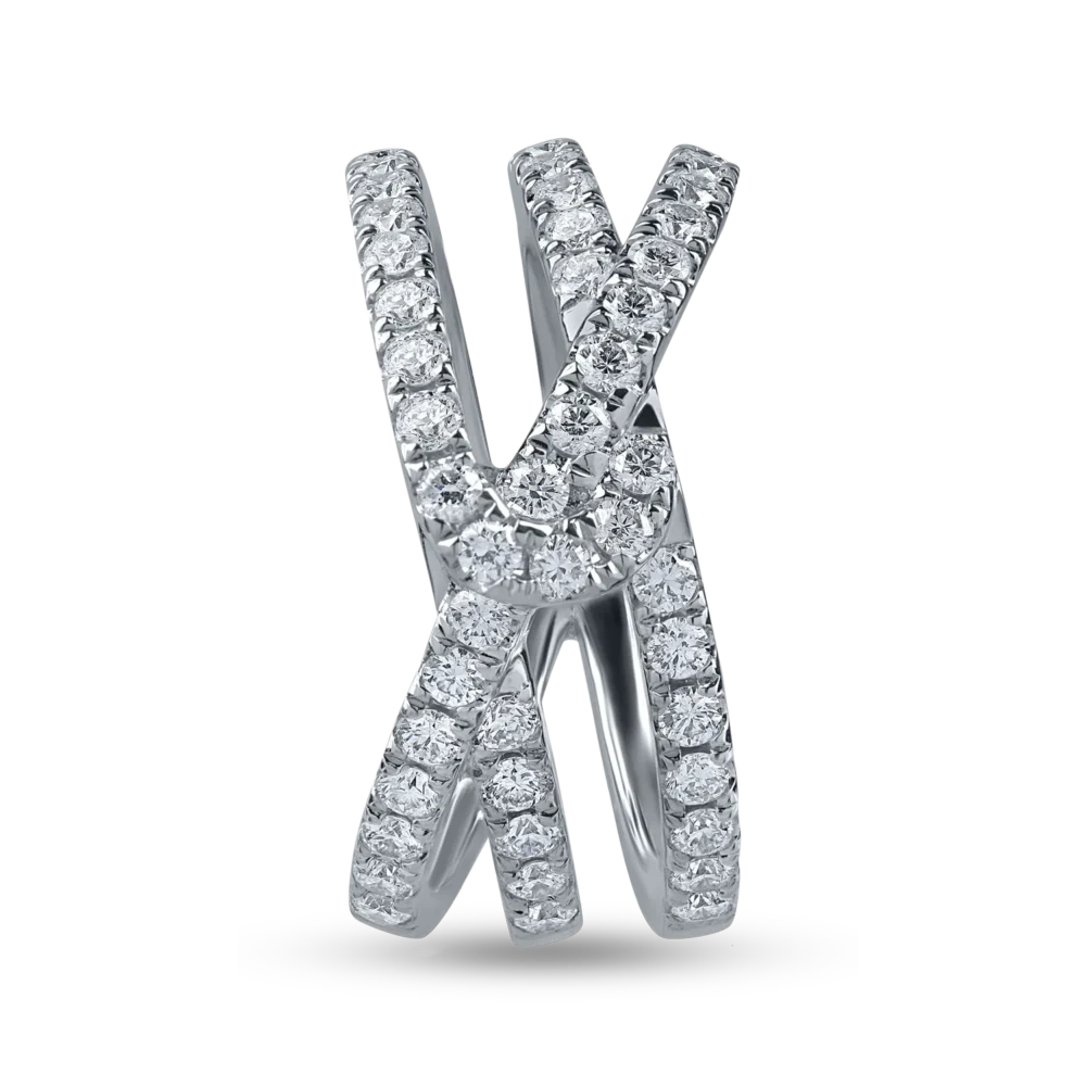 Inel geometric din aur alb cu diamante microsetting de 0.7ct - imagine 2