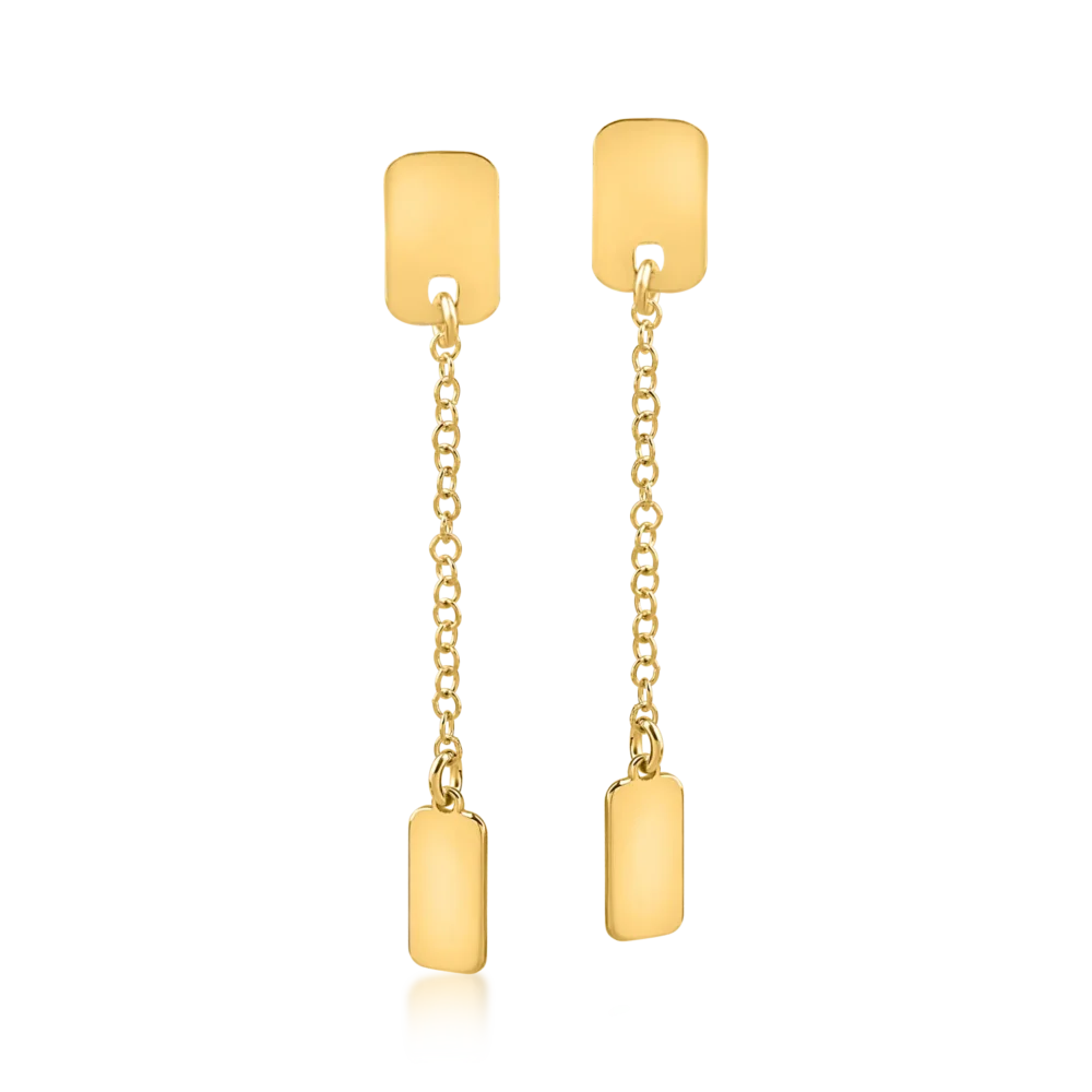 Cercei lungi geometrici din aur galben - imagine 2