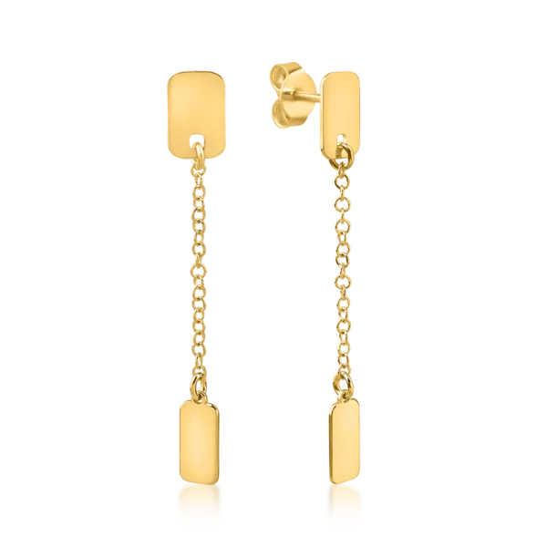 Cercei lungi geometrici din aur galben