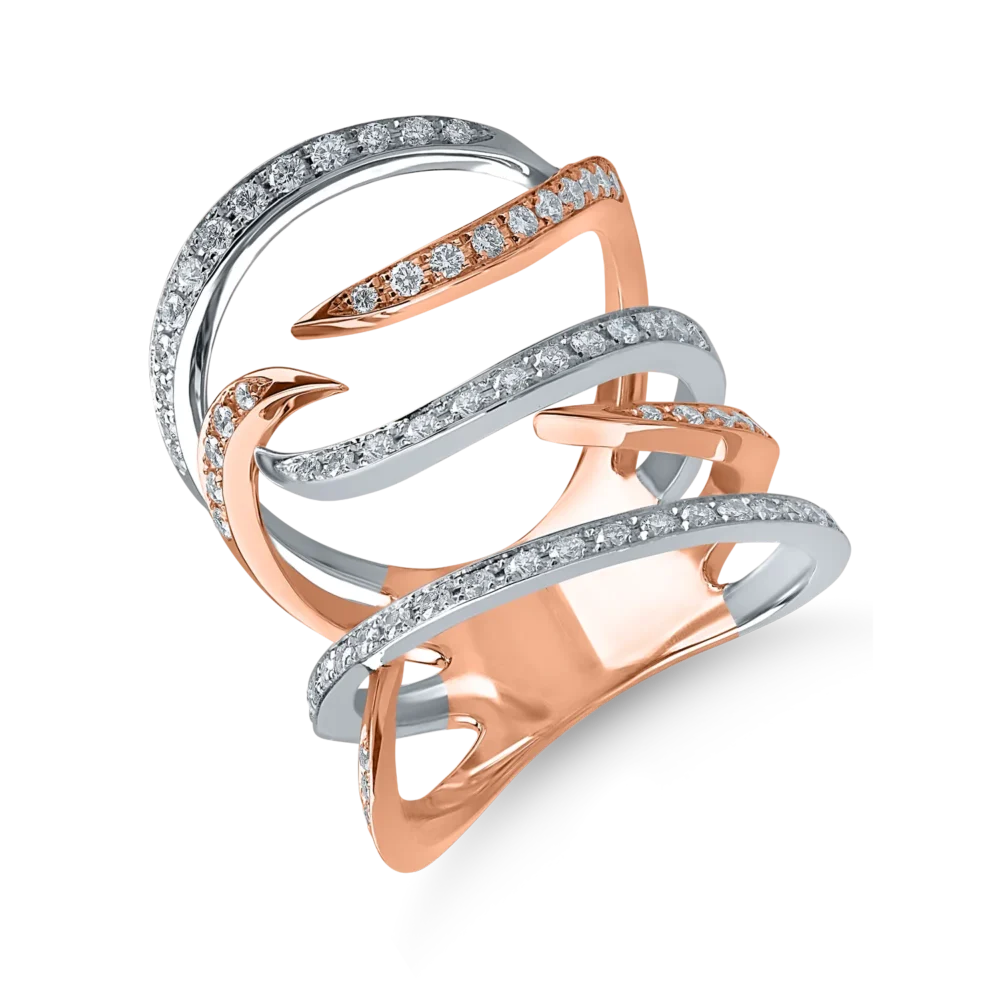 Inel din aur alb-roz cu diamante de 0.75ct