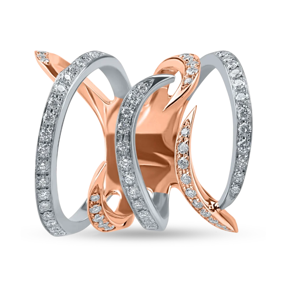 Inel din aur alb-roz cu diamante de 0.75ct - imagine 2