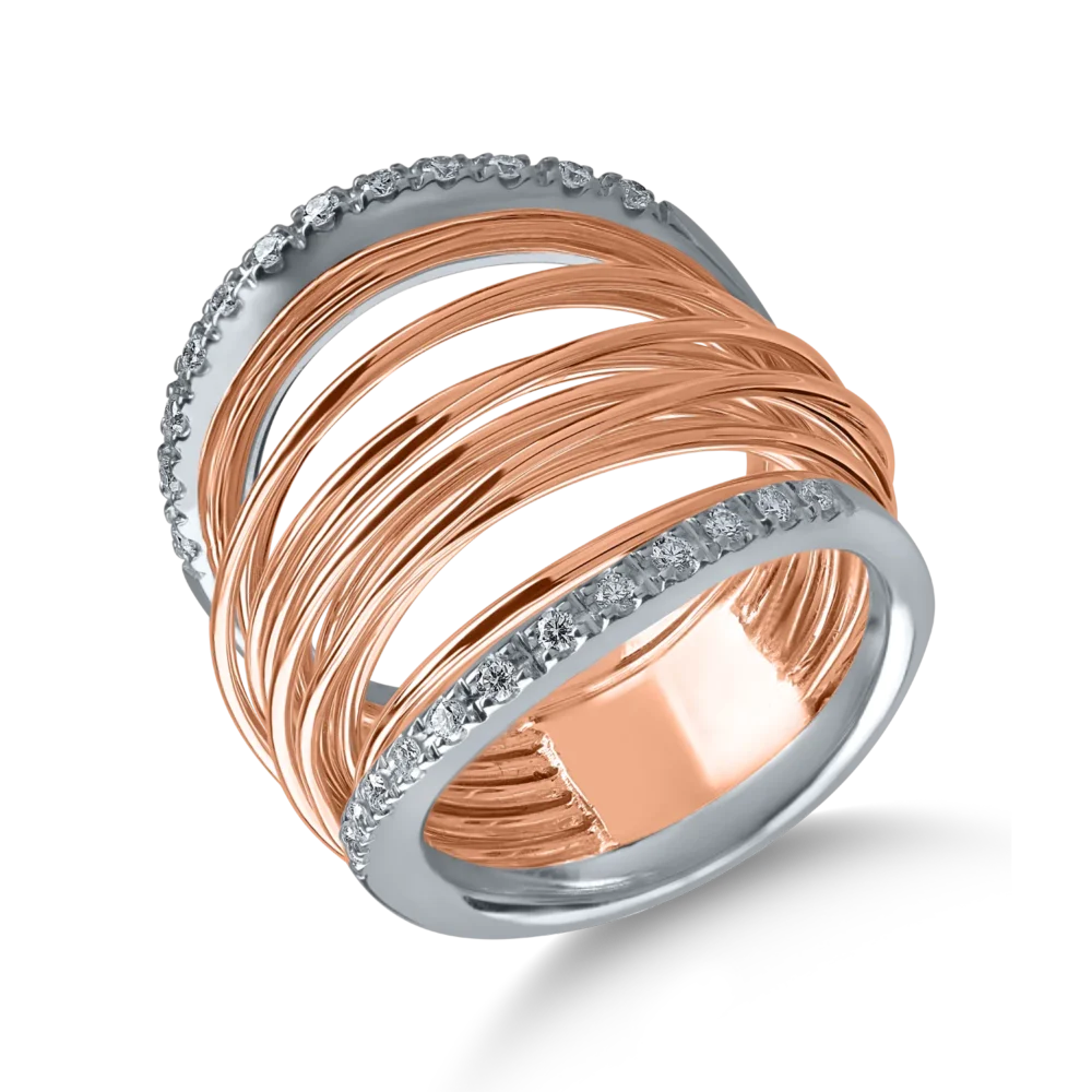 Inel din aur alb-roz cu diamante de 0.25ct