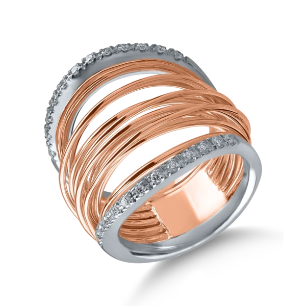 Inel din aur alb-roz cu diamante de 0.25ct