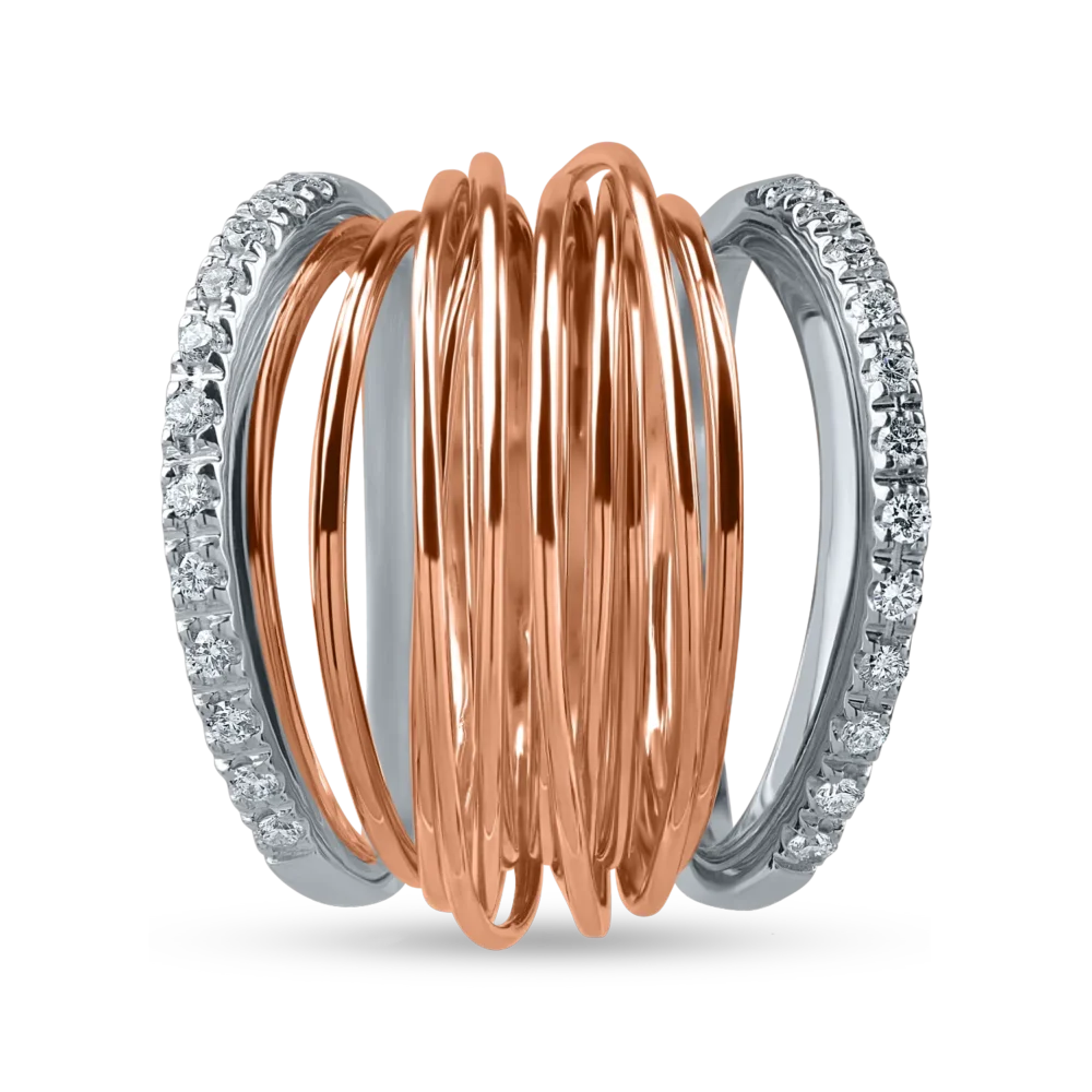 Inel din aur alb-roz cu diamante de 0.25ct - imagine 2