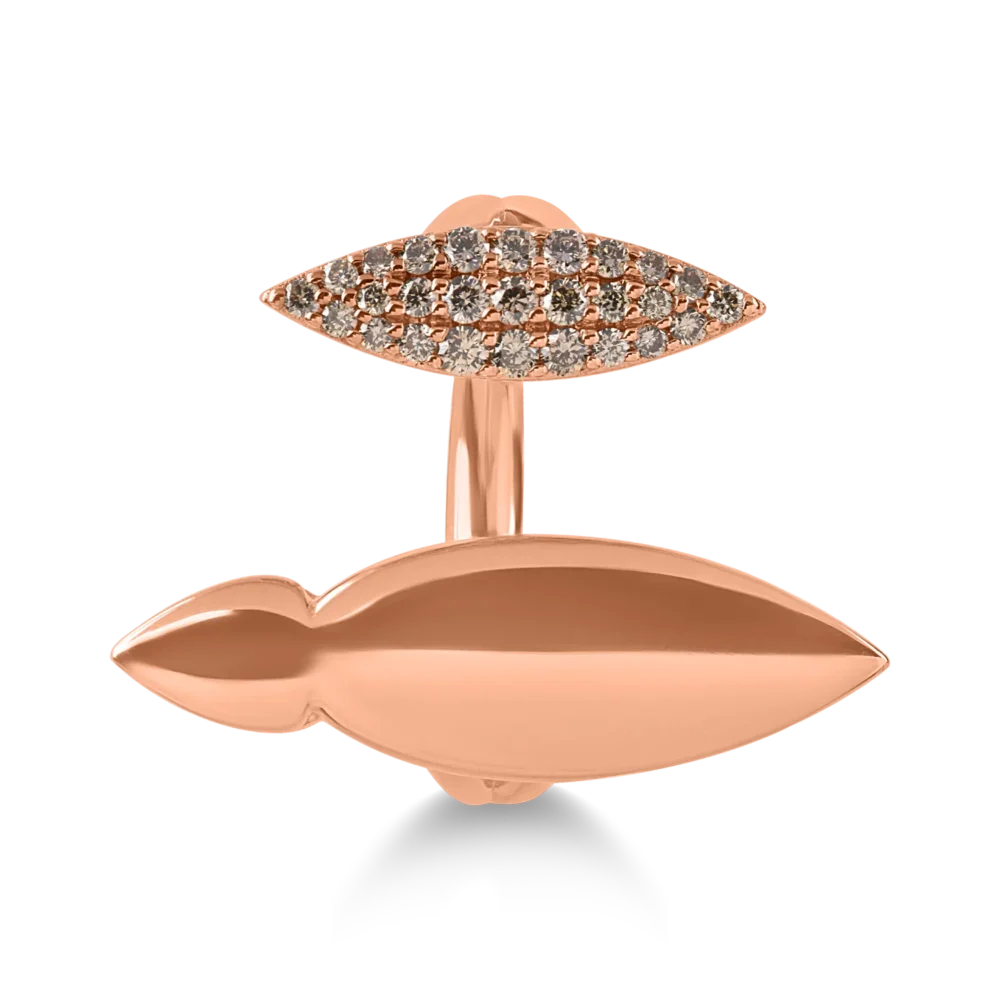 Inel din aur roz cu diamante maro si incolore de 0.3ct - imagine 2