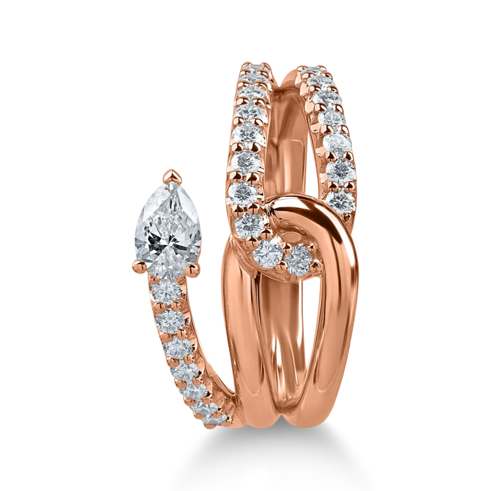 Inel din aur roz cu diamante pear si rotunde de 0.7ct - imagine 2