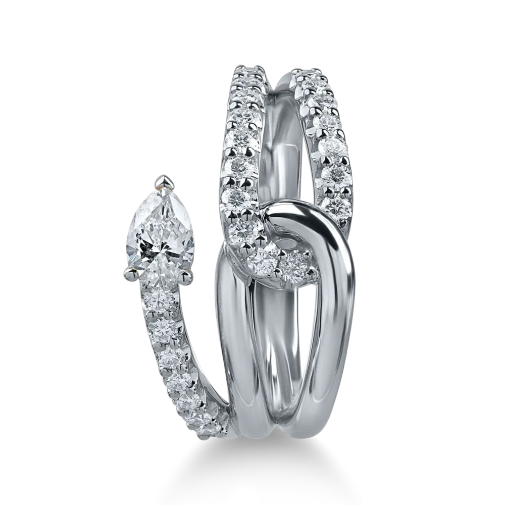 Inel din aur alb cu diamante pear si rotunde de 0.7ct - imagine 2