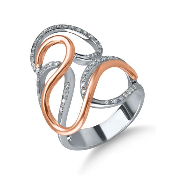 Inel din aur alb-roz cu diamante de 0.2ct