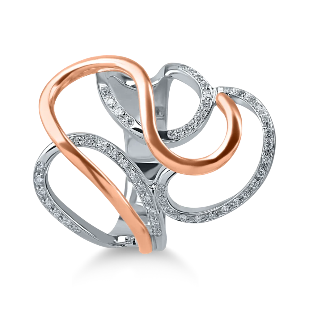 Inel din aur alb-roz cu diamante de 0.2ct - imagine 2