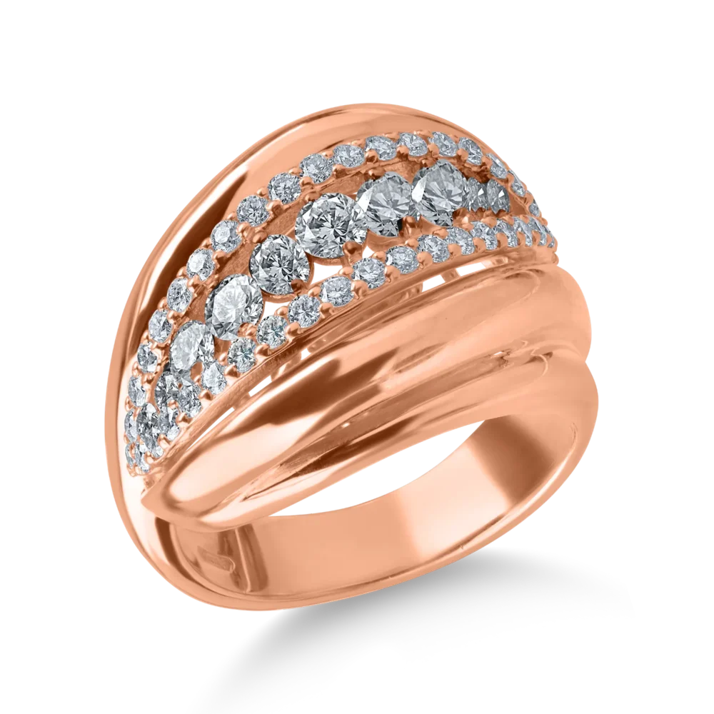 Inel din aur roz cu diamante de 0.93ct