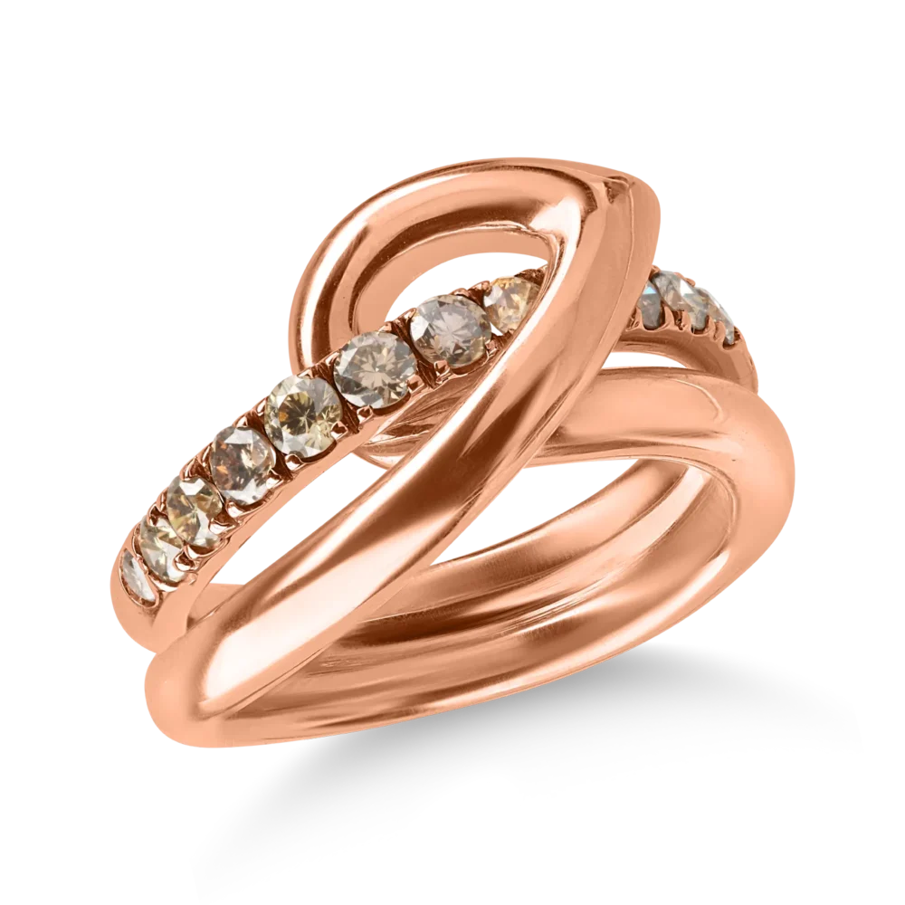 Inel din aur roz cu diamante maro de 0.73ct