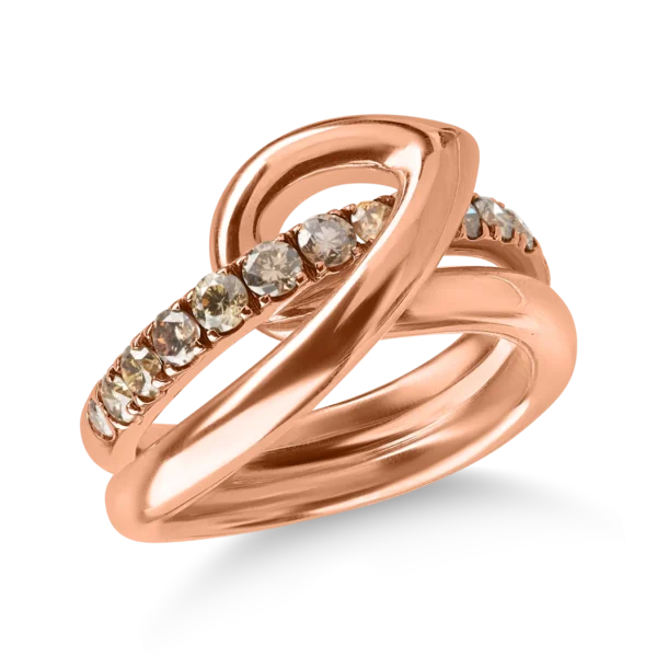 Inel din aur roz cu diamante maro de 0.73ct