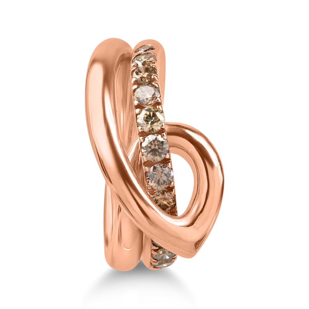 Inel din aur roz cu diamante maro de 0.73ct - imagine 2