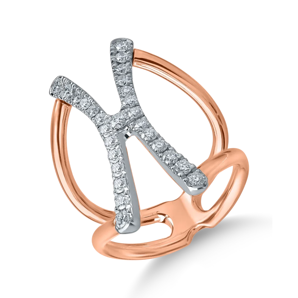 Inel din aur alb-roz cu diamante de 0.62ct