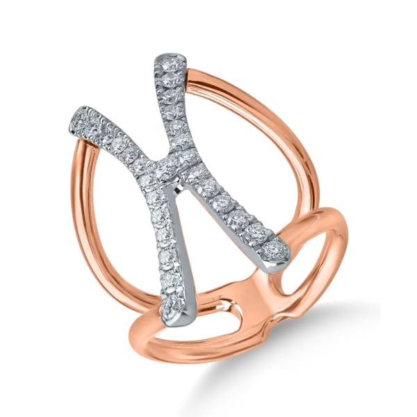 Inel din aur alb-roz cu diamante de 0.62ct