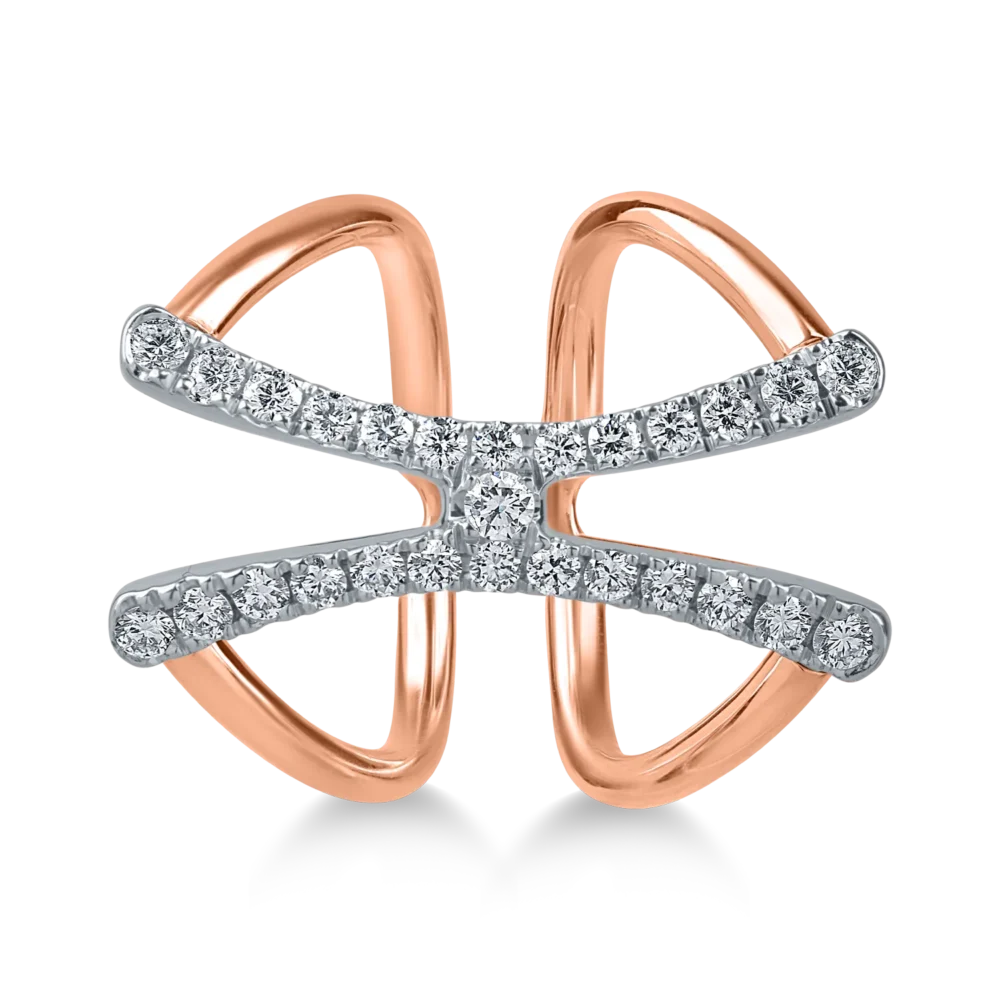 Inel din aur alb-roz cu diamante de 0.62ct - imagine 2