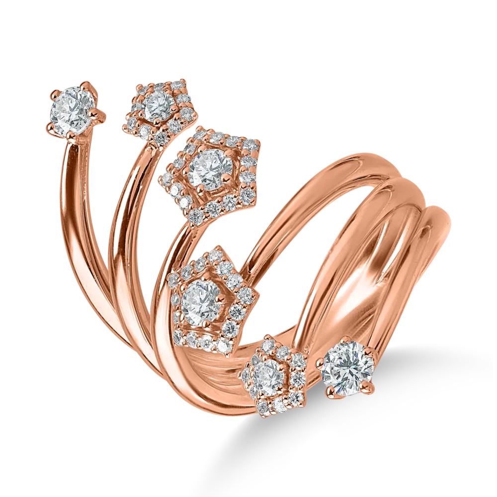 Inel din aur roz cu diamante de 1ct