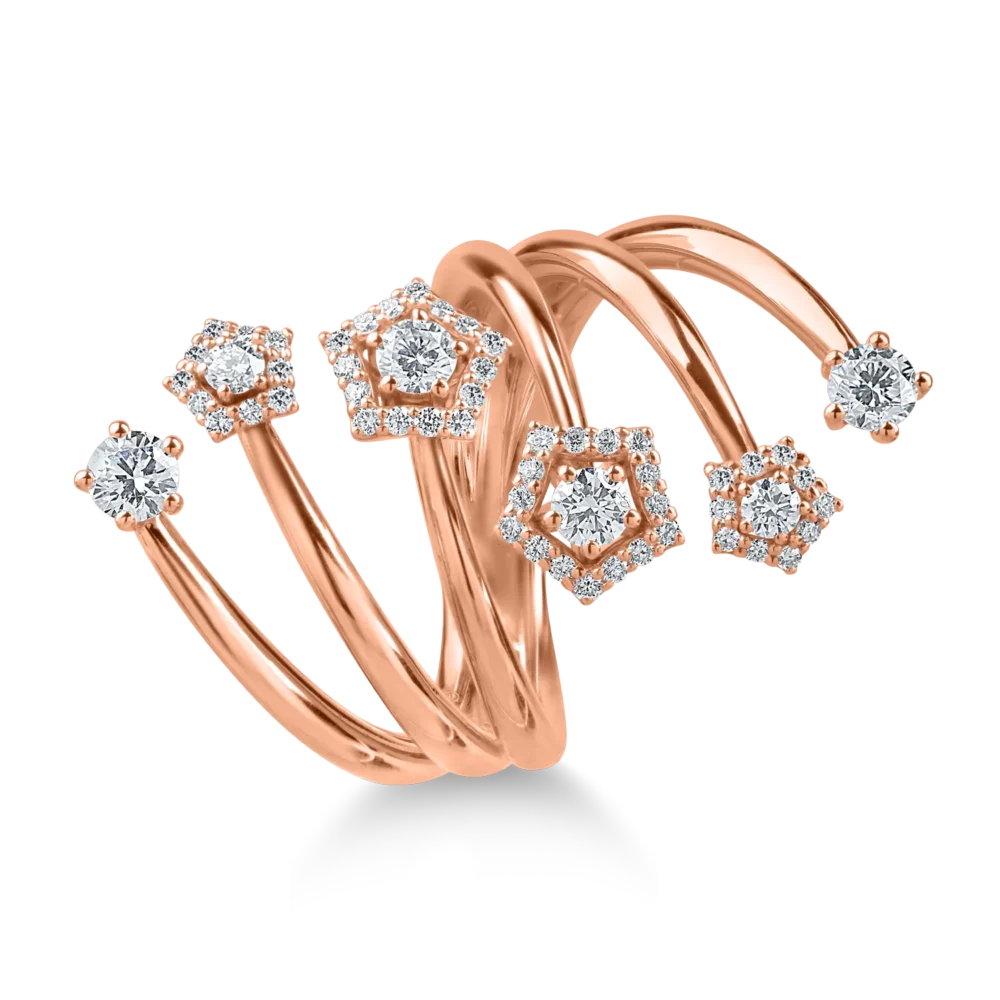 Inel din aur roz cu diamante de 1ct - imagine 2