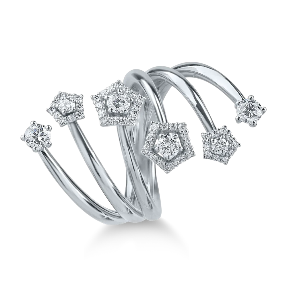 Inel din aur alb cu diamante de 1ct - imagine 2