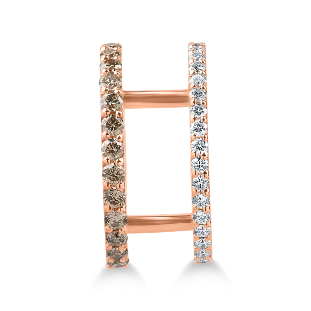 Inel din aur roz cu diamante maro si incolore de 0.7ct - imagine 2