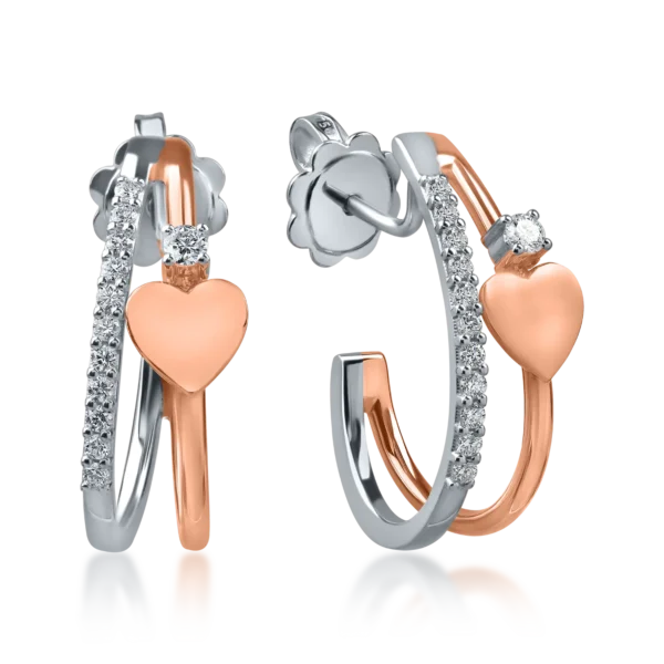 Cercei din aur alb-roz cu diamante de 0.28ct