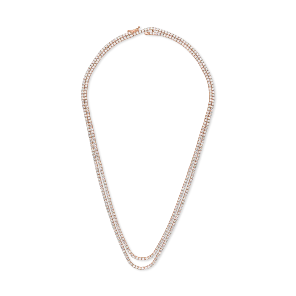 Colier tennis din aur roz cu diamante de 12.5ct