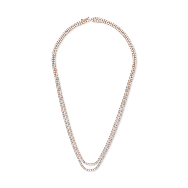 Colier tennis din aur roz cu diamante de 12.5ct