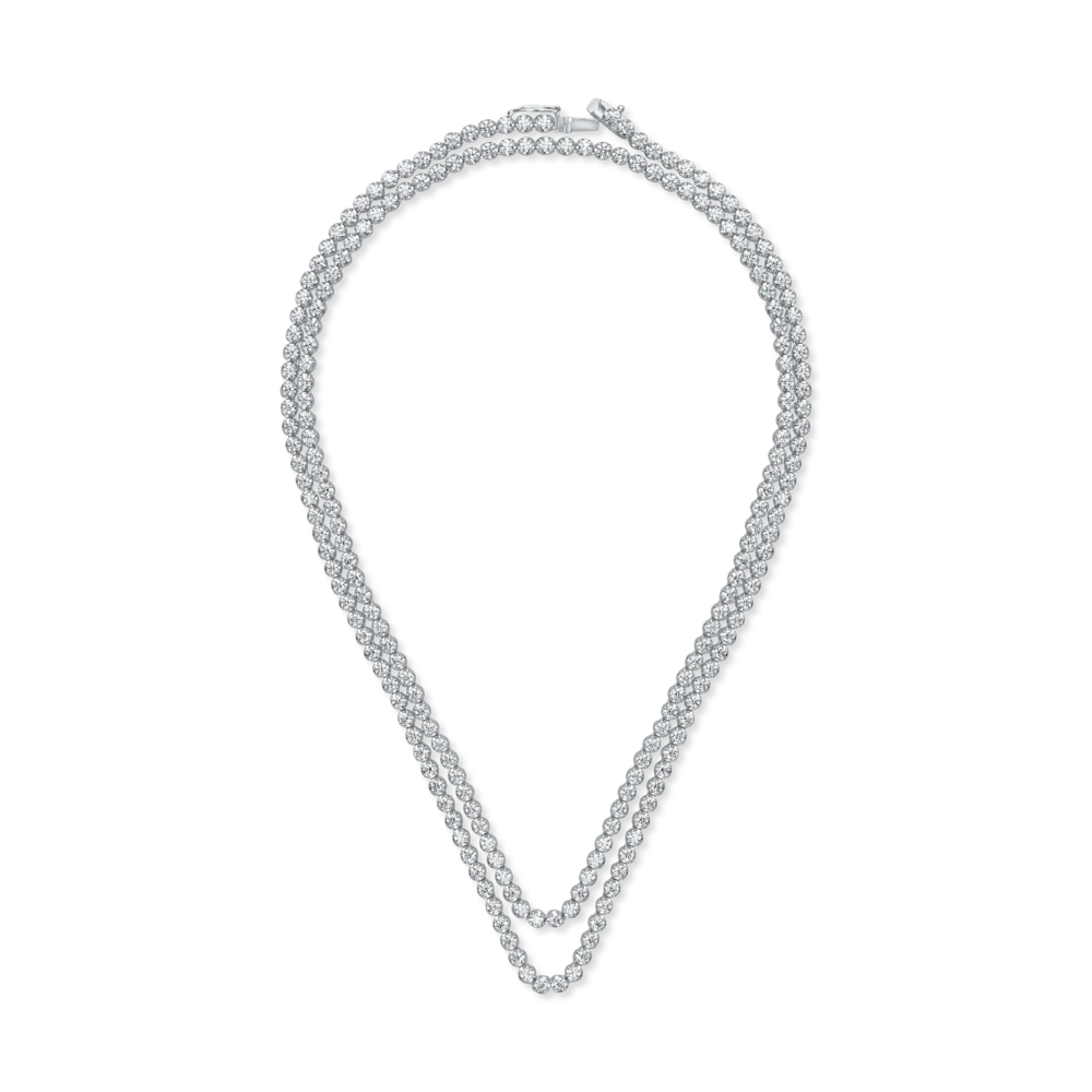 Colier tennis din aur alb cu diamante de 14ct