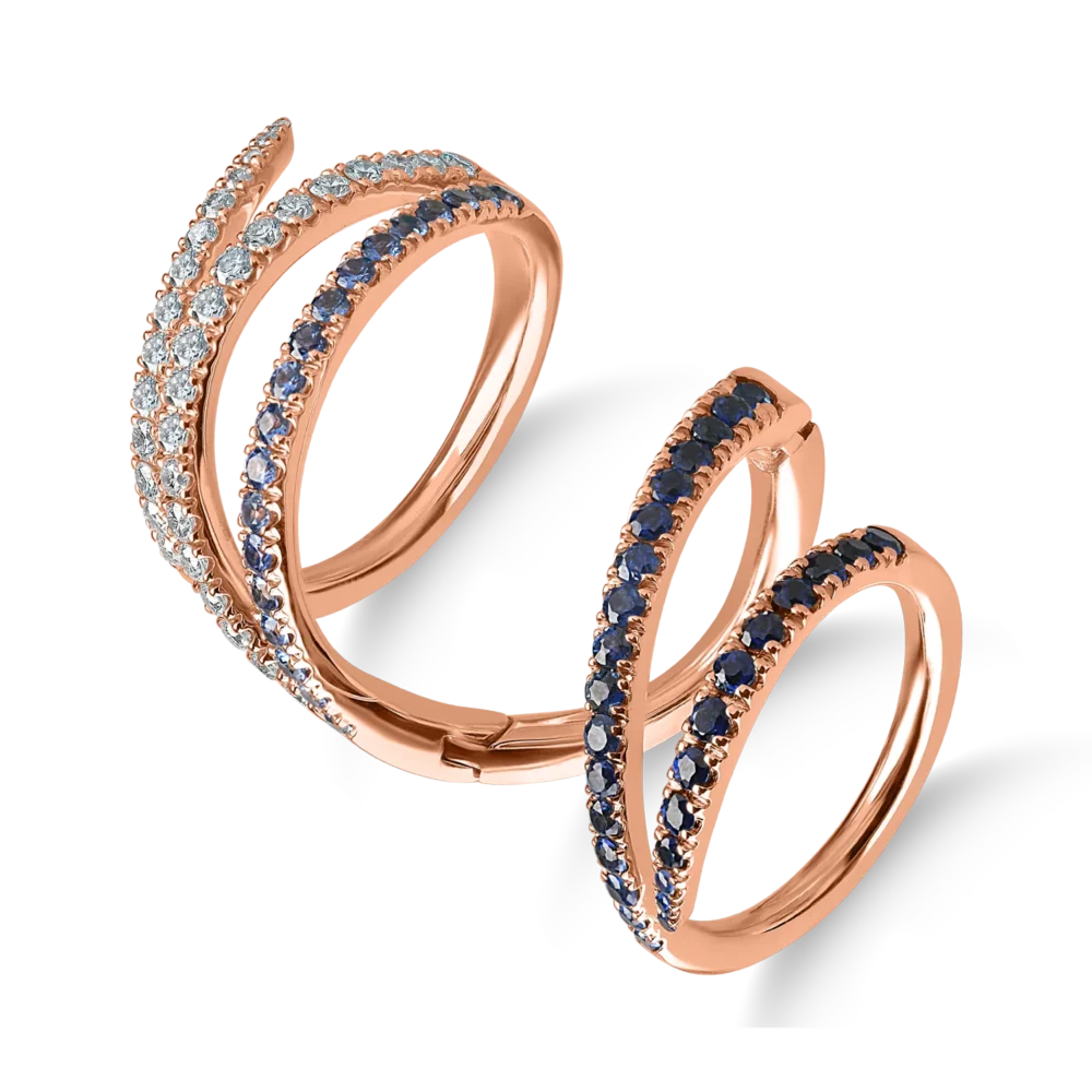 Inel din aur roz cu safire de 1.13ct si diamante de 0.68ct