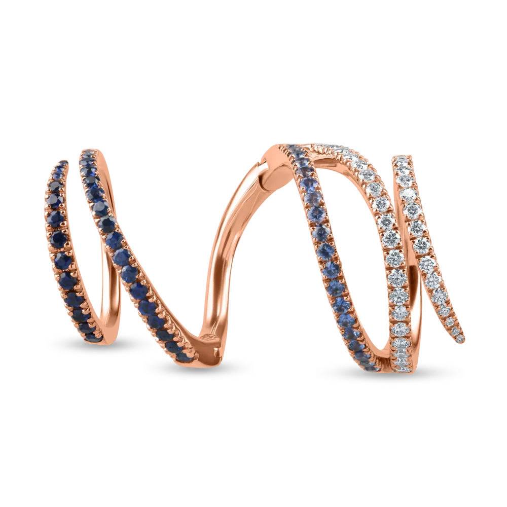 Inel din aur roz cu safire de 1.13ct si diamante de 0.68ct - imagine 2