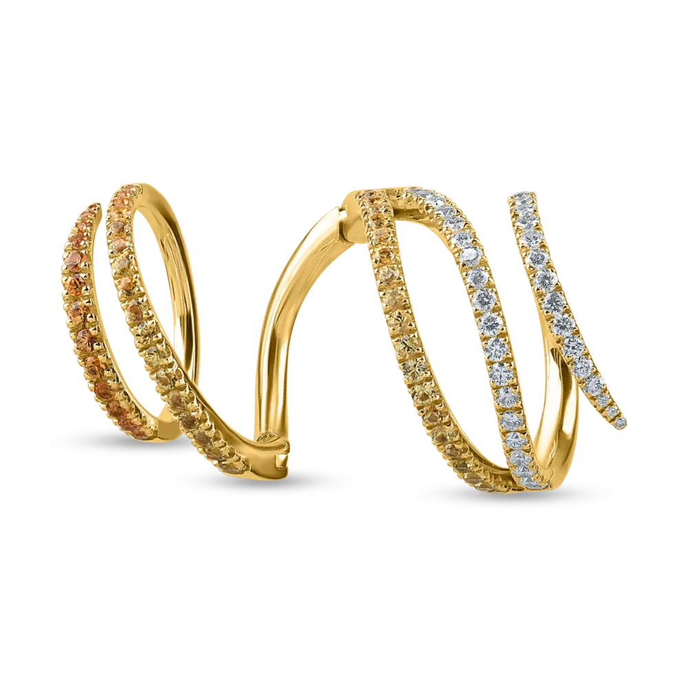 Inel din aur galben cu safire galbene de 1.2ct si diamante 0.6ct - imagine 2